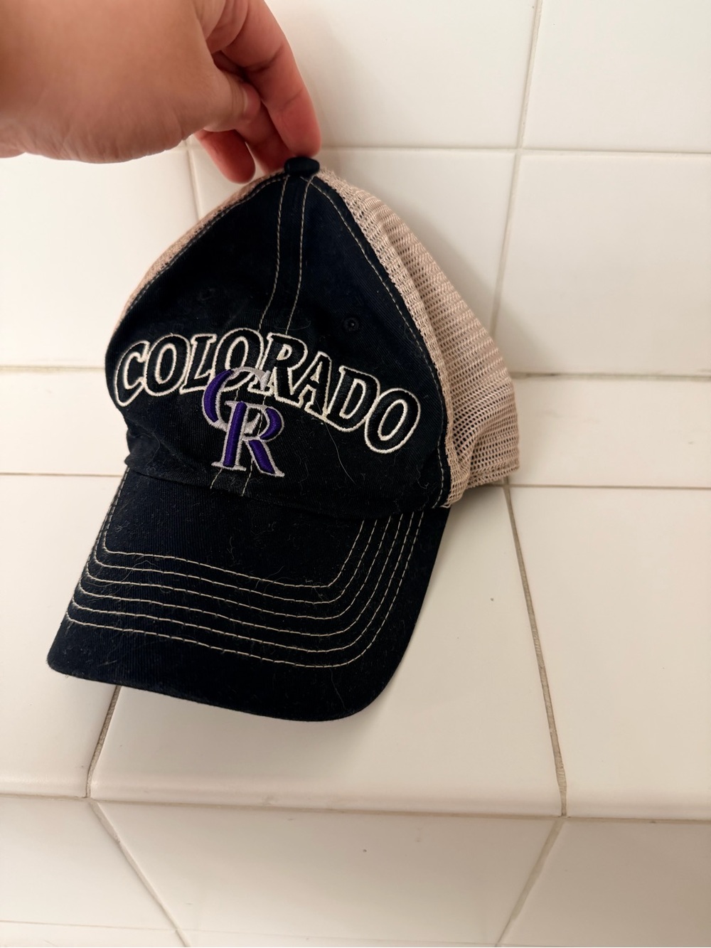 Colorado Rockies Black & Tan Mesh Baseball Cap